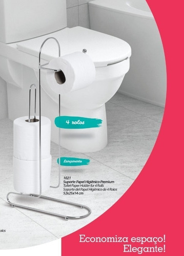 Imagem 1 de 4 de Suporte Porta Papel Higiênico De Chão Luxo Cromado