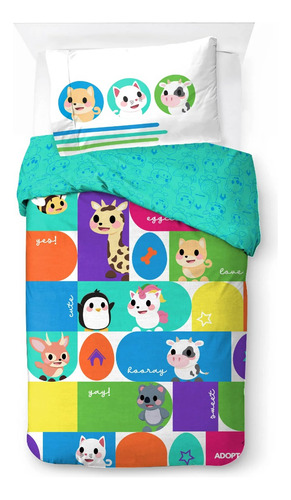 Adopt Me Roblox Edredón Reversible Y Funda Juego De 2 Piezas Color Azul