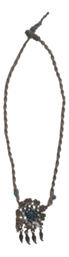 Collar De Macramé Con Turquesas, Medallón