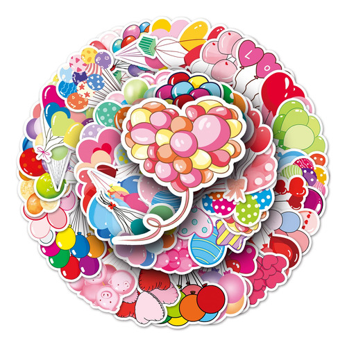 50 Pack Balloon Stickers Water Bottles Laptop Car 9qrr9