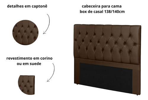 Cabeceira Estofada Box De Casal 140cm Com Kit Fixação Promo