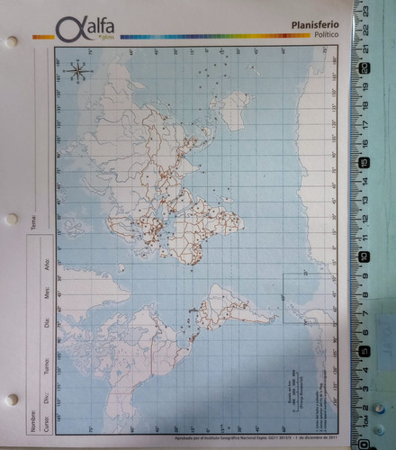 Block De Mapas De Planisferio Politico Nro 3 X 40 Unidades