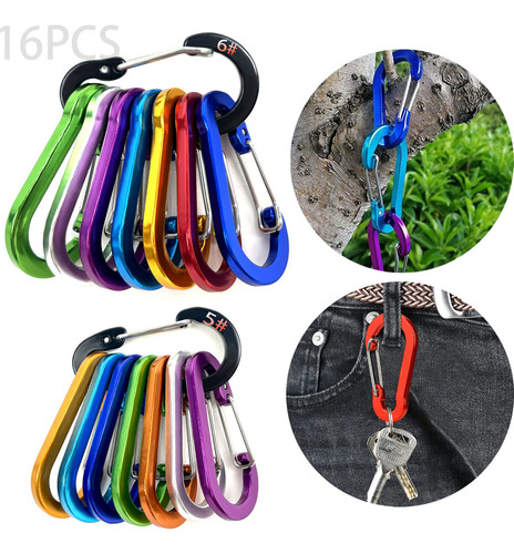 16pzs Mosquetón Pequeño De Aluminio Ganchos De Mosquetón De Puerta Con Resorte Duraderos, Accesorios Deportivos