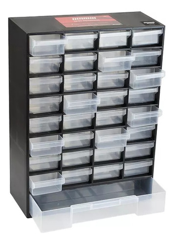 Caja Plástica Gavetero Organizador Con 33 Cajones Omaha Color Negro