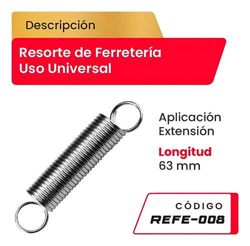 Resorte De Ferreteria De Uso Universal De 63mm Refe-008 Codi