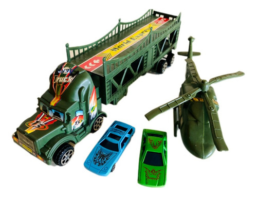 Camion Mosquito Militar 28cm Con Helicoptero Dia Del Niño