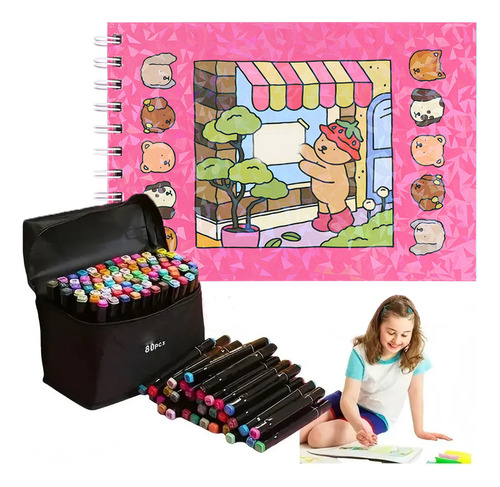 Xin Kit De Livro Para Colorir + Canetas De Ponta Dupla De