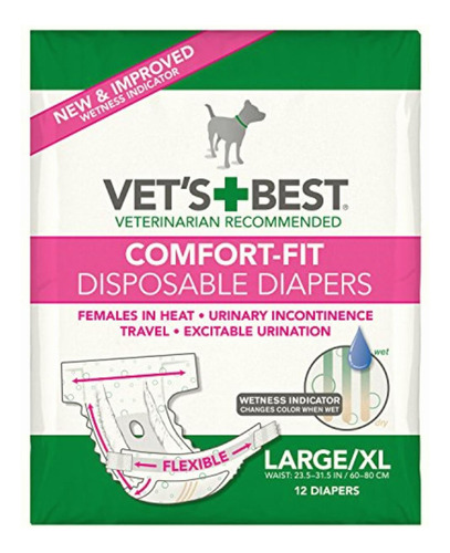 Vet's Best Comfort Fit Disposable Female Diapers, 12 Count