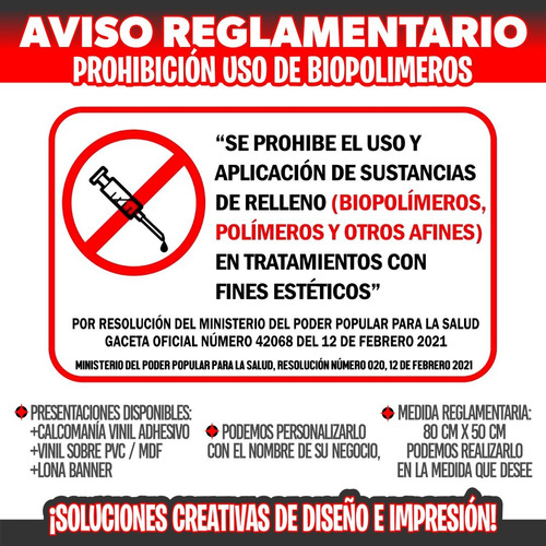 Aviso Cartel Prohibido El Uso De Biopolímeros  Evita Multas