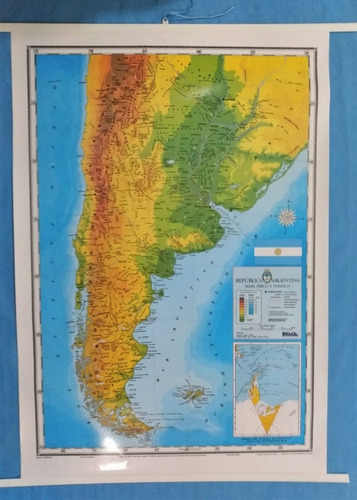 Mapa Mural Argentina Físico Politico Laminado Envarillado 