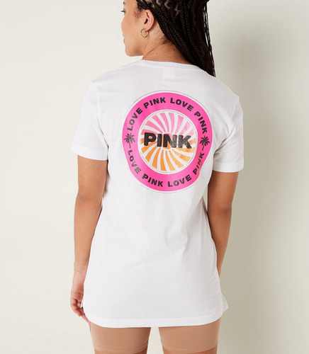 Remera Mujer Manga Corta Victoria's Secret Pink Oversize 