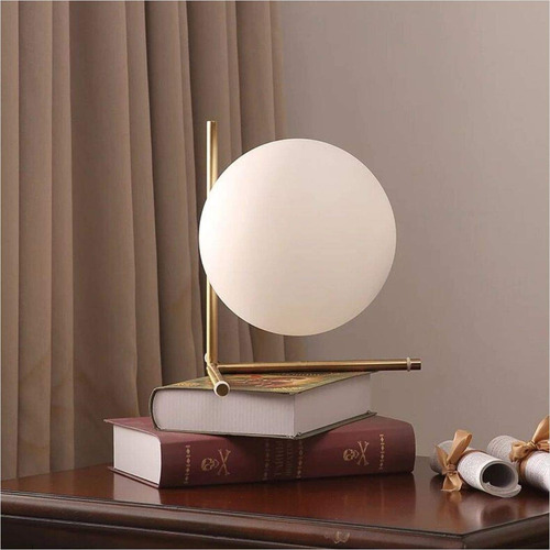 Lámpara De Mesa Bokt Mid Century Modern Brass Gold Con Vidri