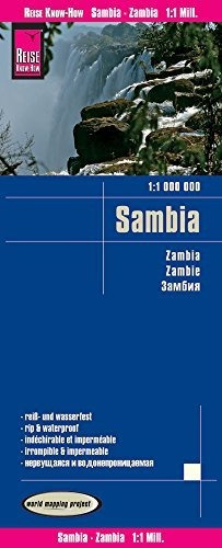 Zambia 1:1.000 Mapa De Carreteras Impermeable. Reise Know-ho