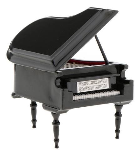 1/12 Juguete Piano De Madera Con Caja Taburete Instrumento