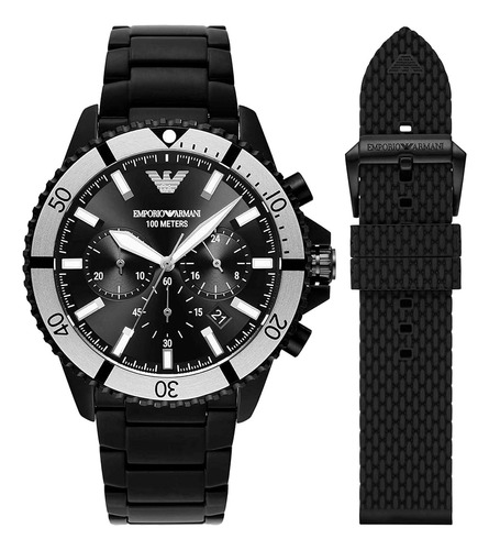 Emporio Armani Black Steel Chronograph Reloj De Hombre