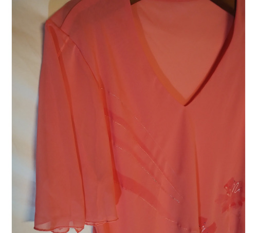 Blusa De Raso Color Salmón Talle Xl