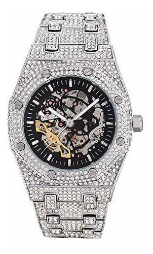 Reloj Hombre - 43mm Iced Out Openwork Mecánico Reloj De Ra A