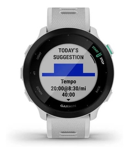Reloj De Pulsera Inteligente Garmin Forerunner 55 Unisex Color de la correa Blanco Color del bisel Negro Color del fondo Negro