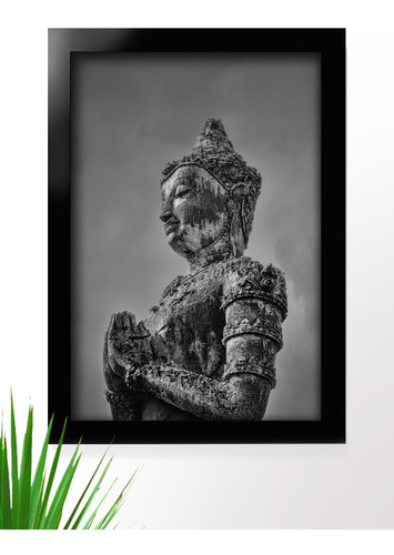 Quadro Decorativo C/ Moldura Religioso Escultura Buda 