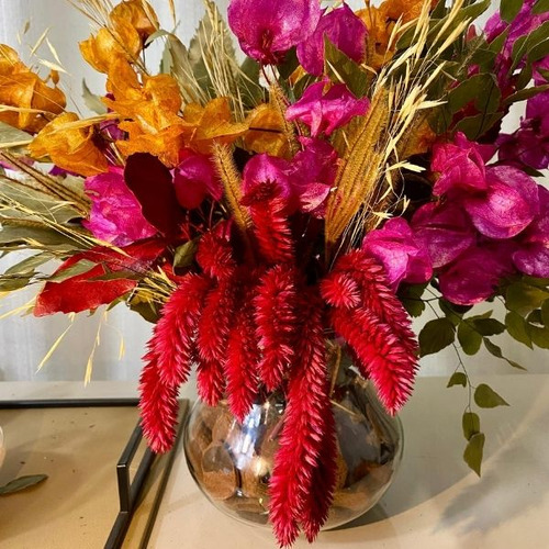 Arranjo Centro De Mesa Com Flores Secas Elegância Natural