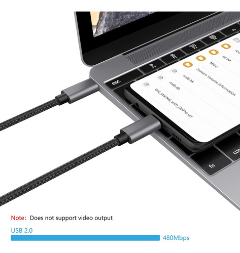 Cable Nonda Usb C A Usb C, Negro/6,6 Pies