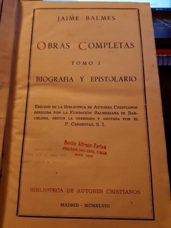 Obras Completas Tomo 1 Balmes Biografia Epistolario Ed. Bac