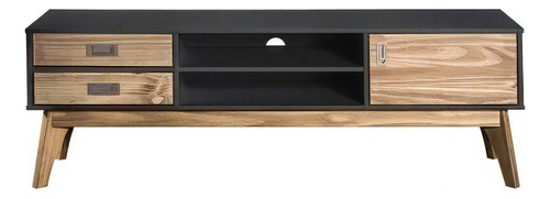 Rack De Tv 2 Cajones Living Comedor Madera Maciza Color Minerva/carvalho