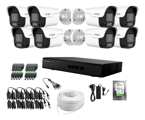 Kit Dvr Hikvision 8 Camaras Bullet + Disco Cctv Seguridad