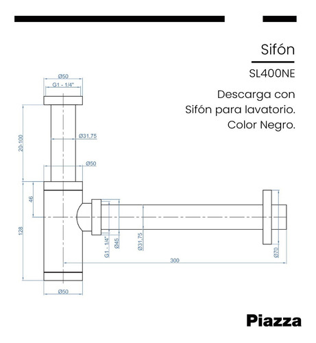 Bacha Negra Apoyo Piazza A426ne Sifon Descarga Sopapa Click