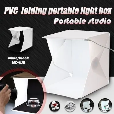 Caja Con Luz Para Fotos Fondo Blanco Y Negro Fotografia 23cm