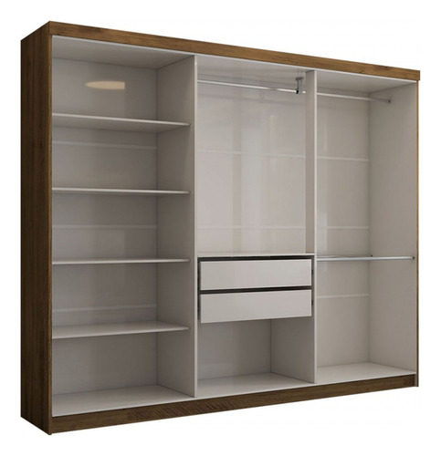 Guarda-roupa Casal Odisseia 6 Portas 2 Gavetas Com Espelho Cor Bege