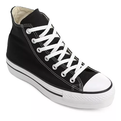 All Star Converse Preto Plataforma Cano Alto