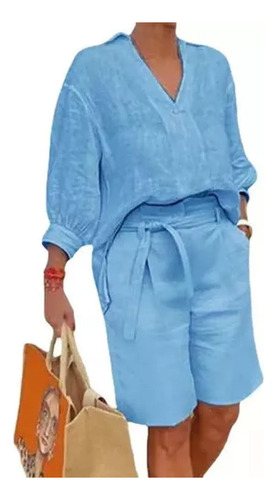 Conjunto De Camisa Y Pantalón De Lino Y Algodón Para Mujer