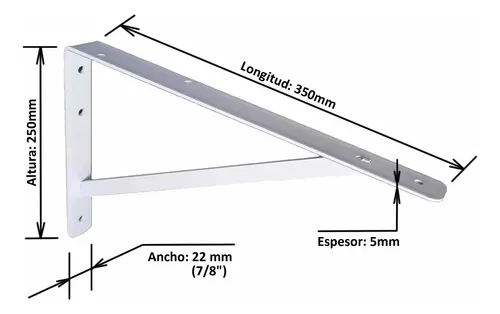 7 Soporte Ménsula Planchuela Escuadra 25x35cm Reforz 5mm Esp