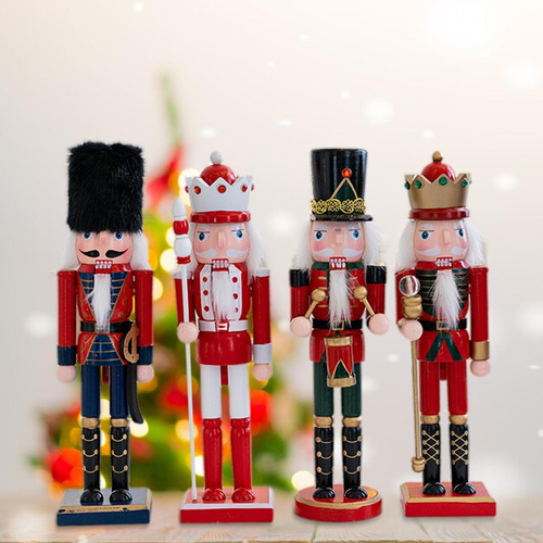 5 Figuras De Cascanueces De Madera, Decoración Navideña De