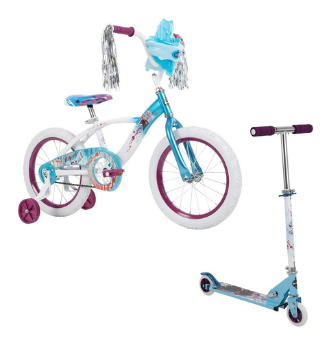 Bicicleta R16 Y Scooter, Huffy Disney Frozen Ii, Combo.