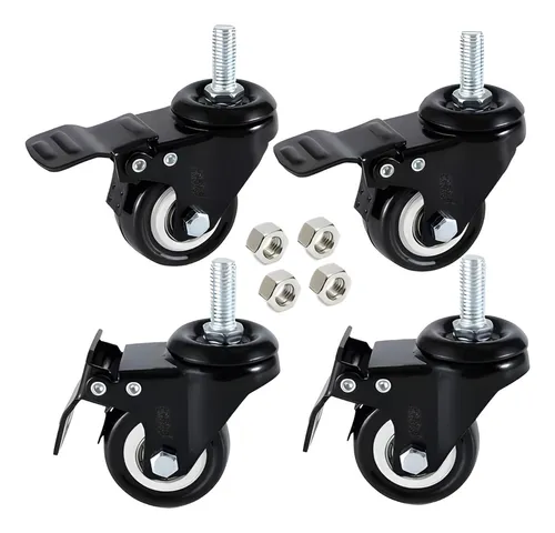 comprar Kit 4 Rodinhas Para Móveis Rodízio Espiga M8 Anti-risco Giratória Roda Reforçada 1,5 Polegadas 40mm RRJ