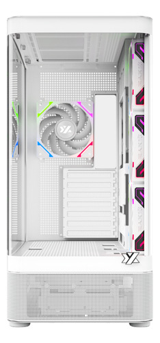 Gabinete Xyz Quantum White Panoramic 4 Fans Controller Curved 2d Glass Usb C