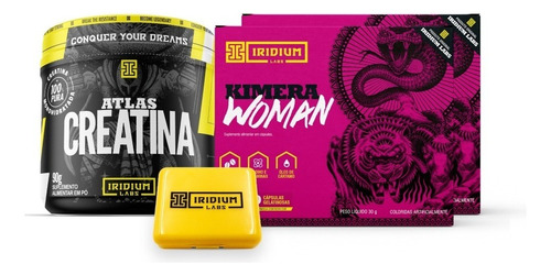 Kit 2x Kimera Woman + Creatina + Porta Caps - Iridium Labs Sabor Sem sabor