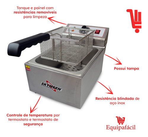 Fritadeira Elétrica 5 Litros Profissional Aço Inox 3300w