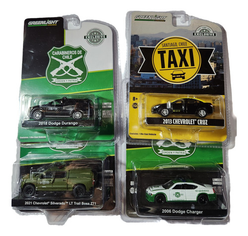 Pack 4 Taxi Y Carabineros De Chile Greenlight 1/64