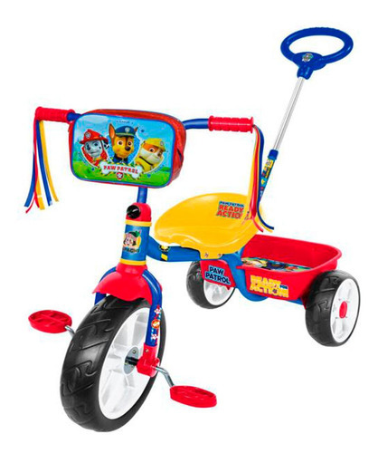 Triciclo Apache Para Niño Paw Patrol Cajuela Barra Empuje Color Azul