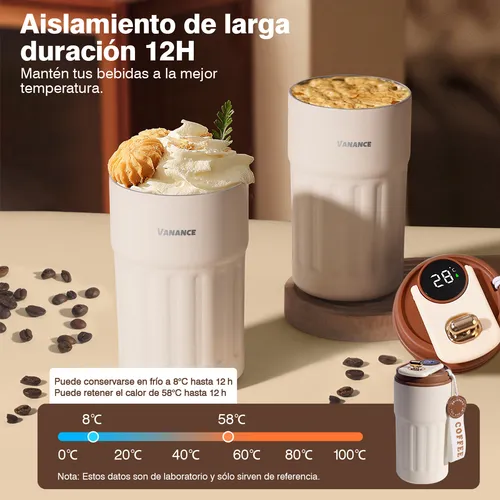 Vanance Portátil Taza Termica Cafe Digital De Vaso Acero Inoxidable Botella Inteligente Térmica Termos Para Café Y Agua 450ml