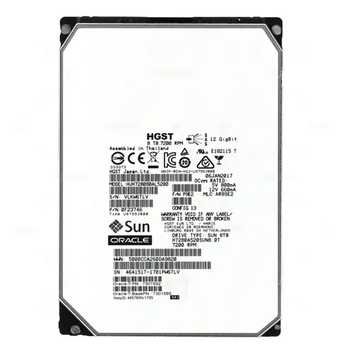Disco Rígido Hgst Huh728080al5200 Sas 8tb 12gb/s 7.2k 3.5 Lff Hot