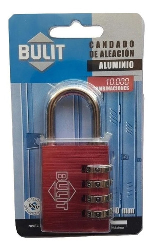 Candado Bulit De Aleación Aluminio 4 Comb N° 40 Rojo S/c