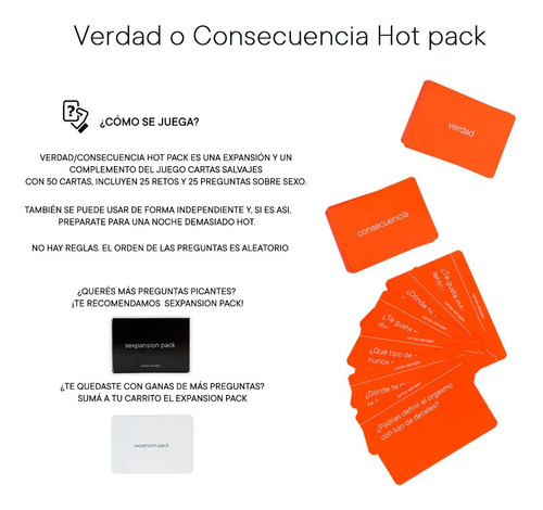 Imagen 5 de 8 de Kit Juegos De Mesa Expansion Pack+ Verdad O Consec Hot Fight
