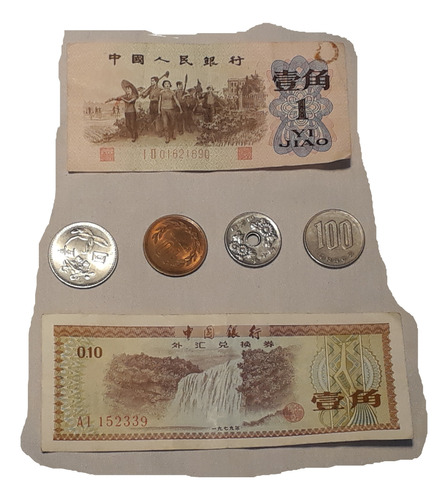 Monedas Y Billetes Antiguos De China Japon Taiwan Lote X 6 
