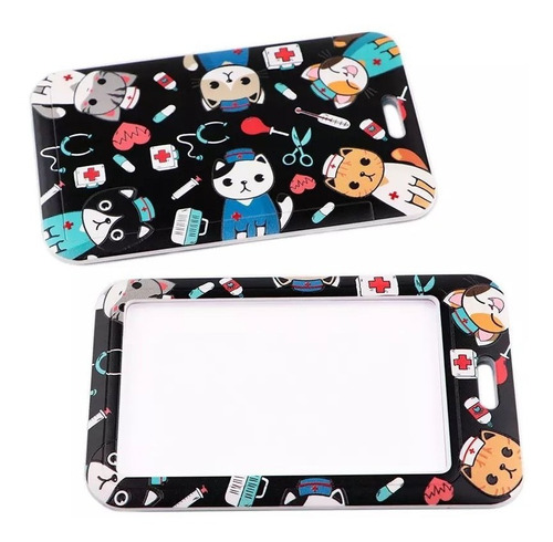 Lanyard Gatos Enfermera Cinta Colgante Portacredencial Negro