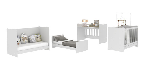 Imagen 5 de 8 de Cuna Arcángel Colchon 4 En 1 Mini Cama Sofá Escritorio Blan