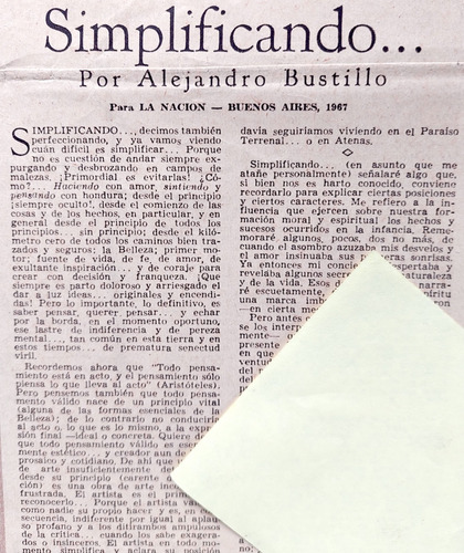 1967 Arquitecto Alejandro Bustillo Simplificando.. La Nacion